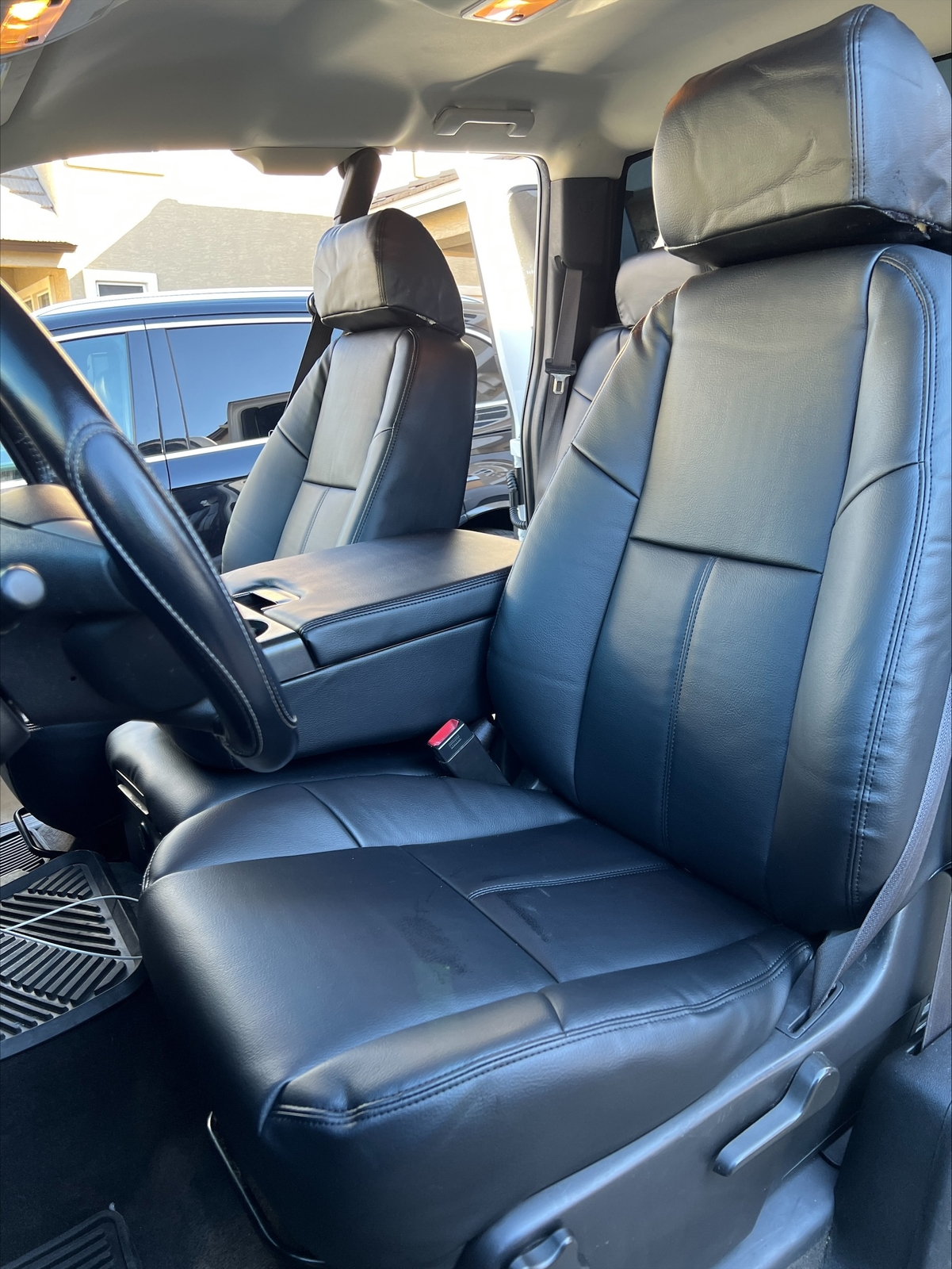 Front+Rear Black For 07-13 Chevrolet Silverado Seat Covers Extended Cab