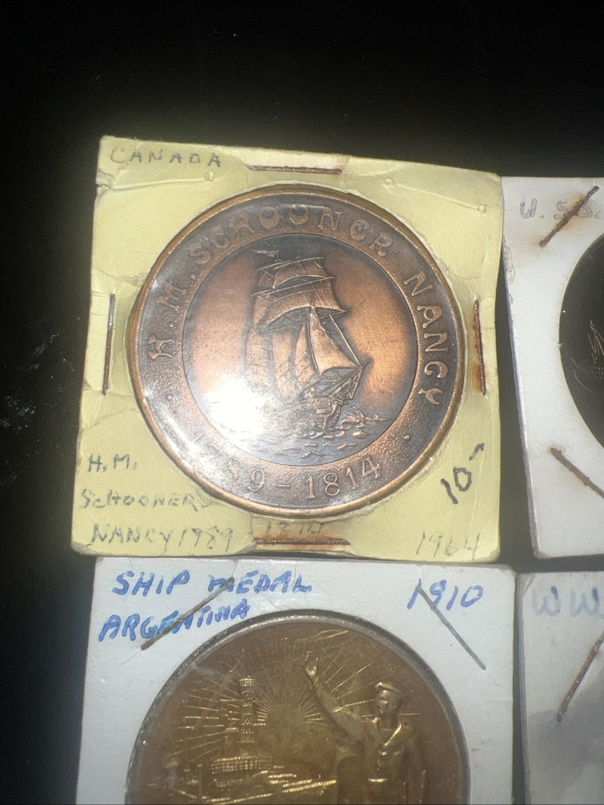 6 Vintage Ship Boat Battleship Military Medal Token Souvenir Free Shipping