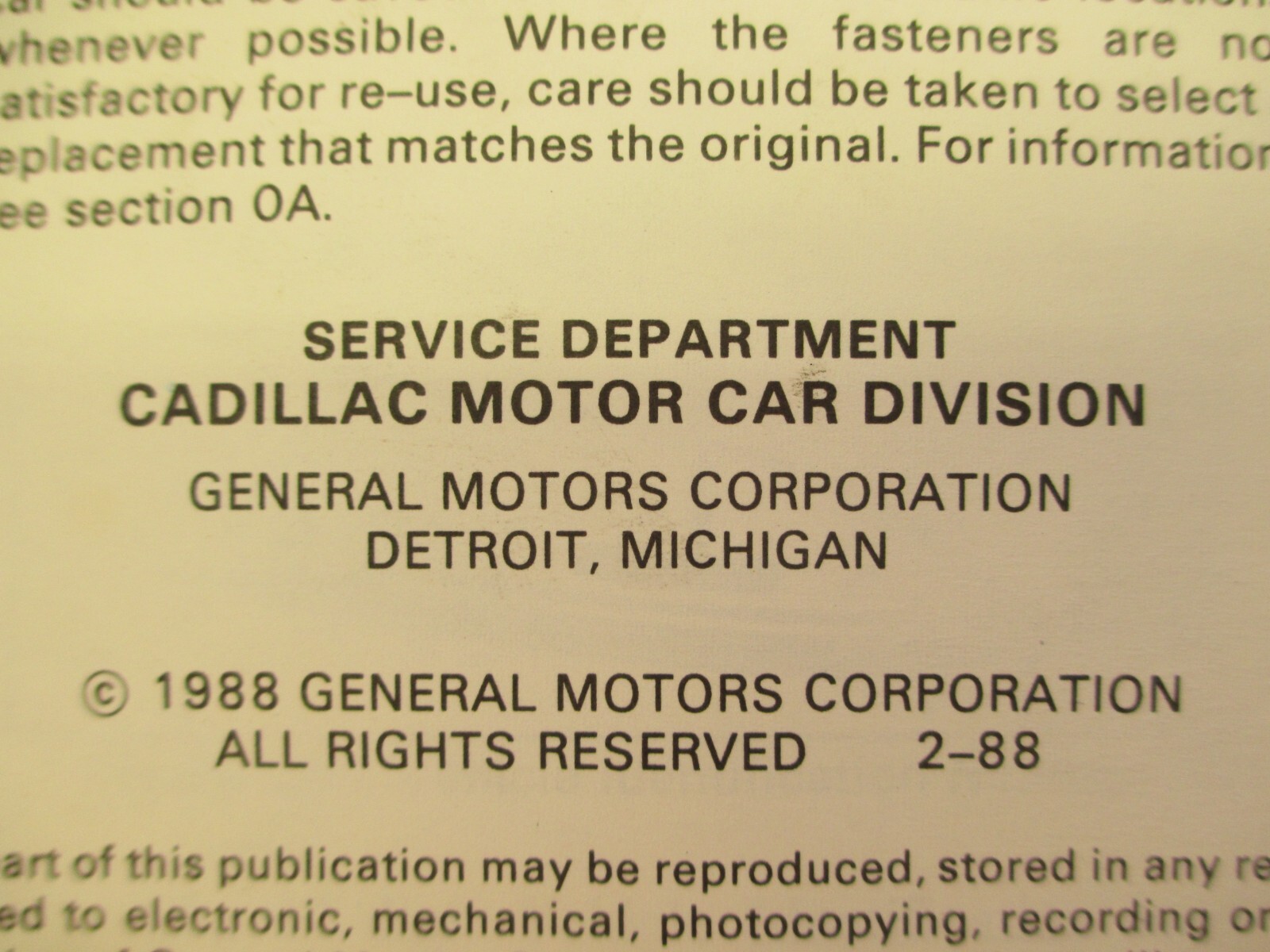 1988 CADILLAC ELDORADO & SEVILLE SHOP SERVICE MANUAL OEM ORIGINAL GM PUBLICATION