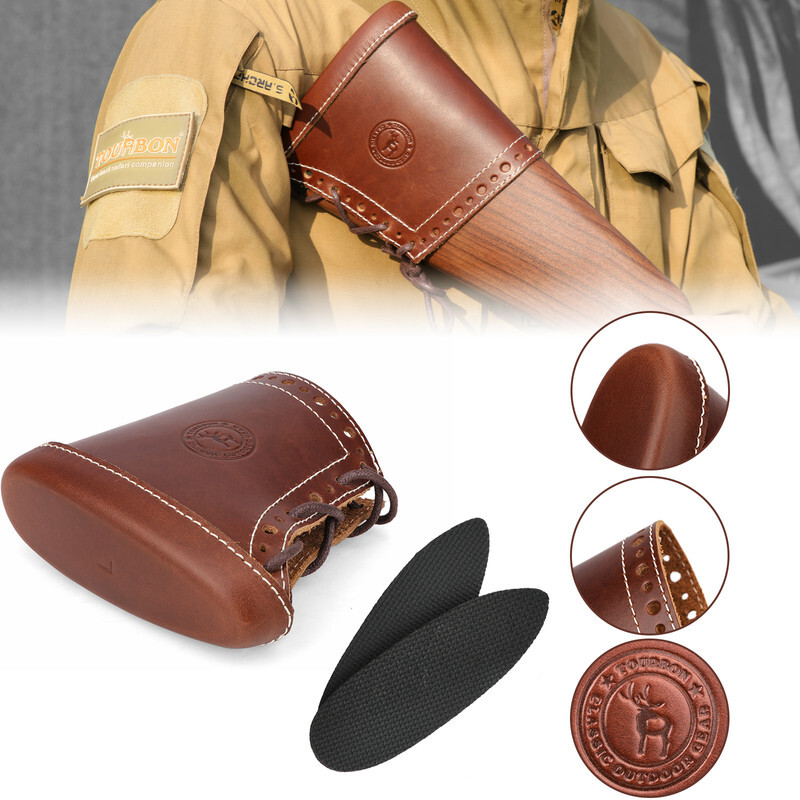TOURBON Leather Butt Stock Protector Slip-on Recoil Pad Henry Rifle Shooting US
