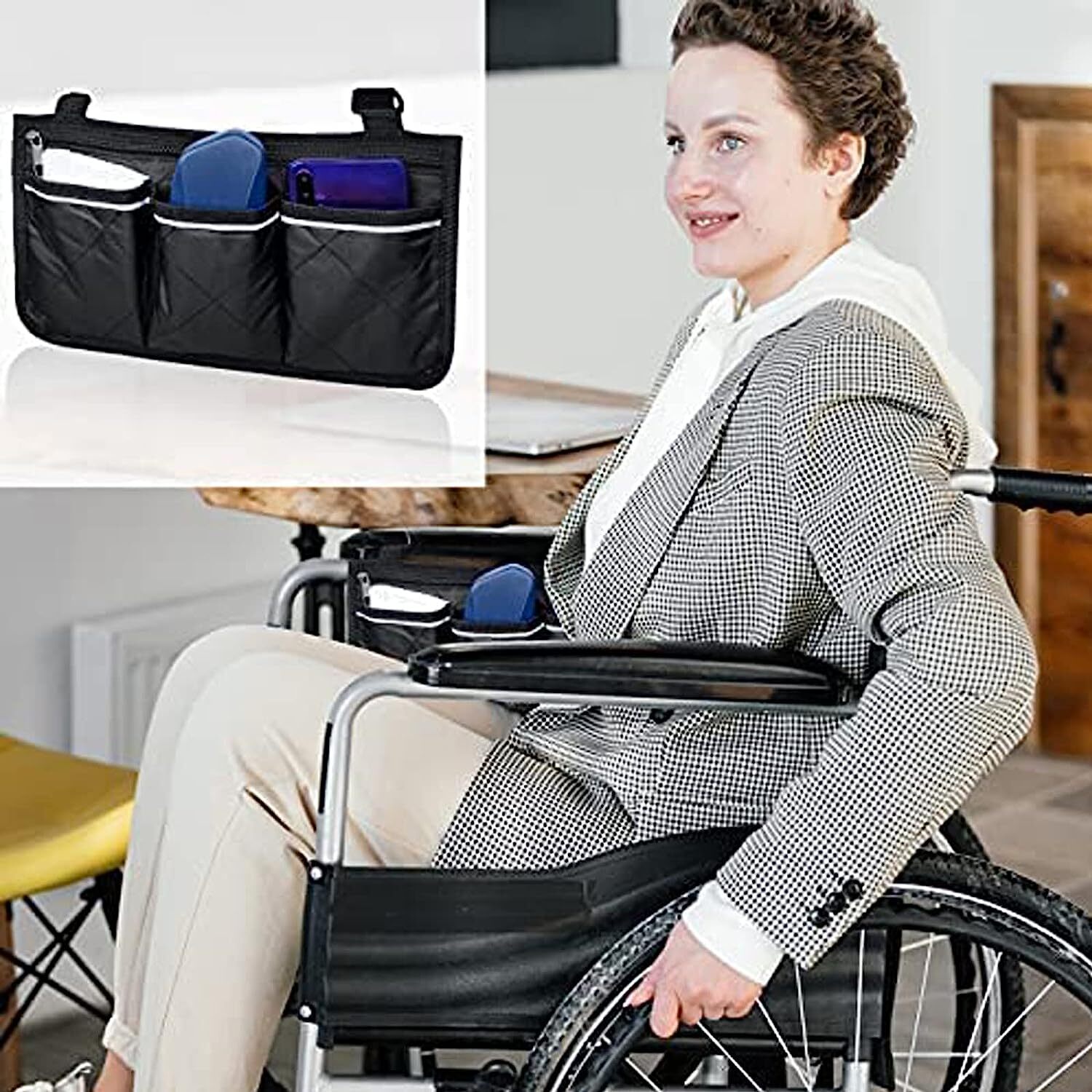 3X Wheelchair Side Pouch Storage Bag Armrest Pocket Organizer Holder Pocket US