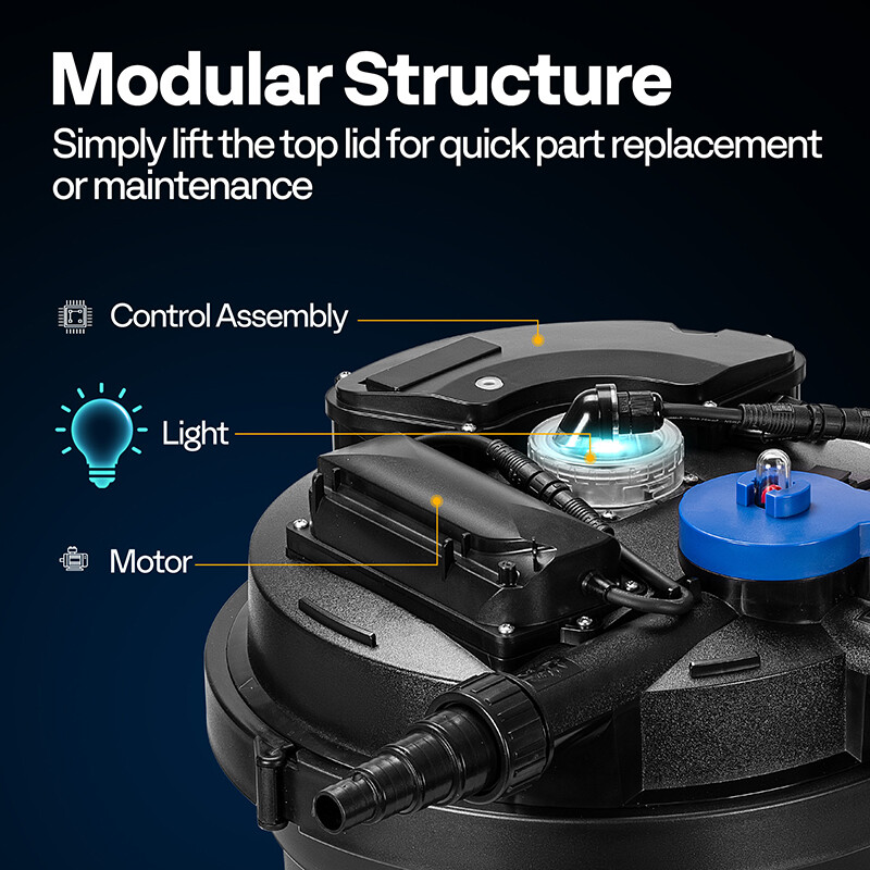 2110GPH Auto-Cleaning Pressurized Bio Pond Filter & 13W Light Timer for Koi Pond