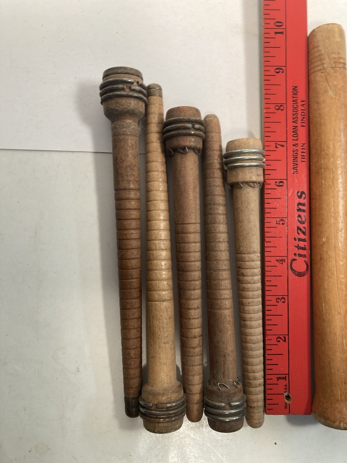 Wood Bobbins Spools Industrial Style 3"-10" Wooden Quills Mixed Lot-10
