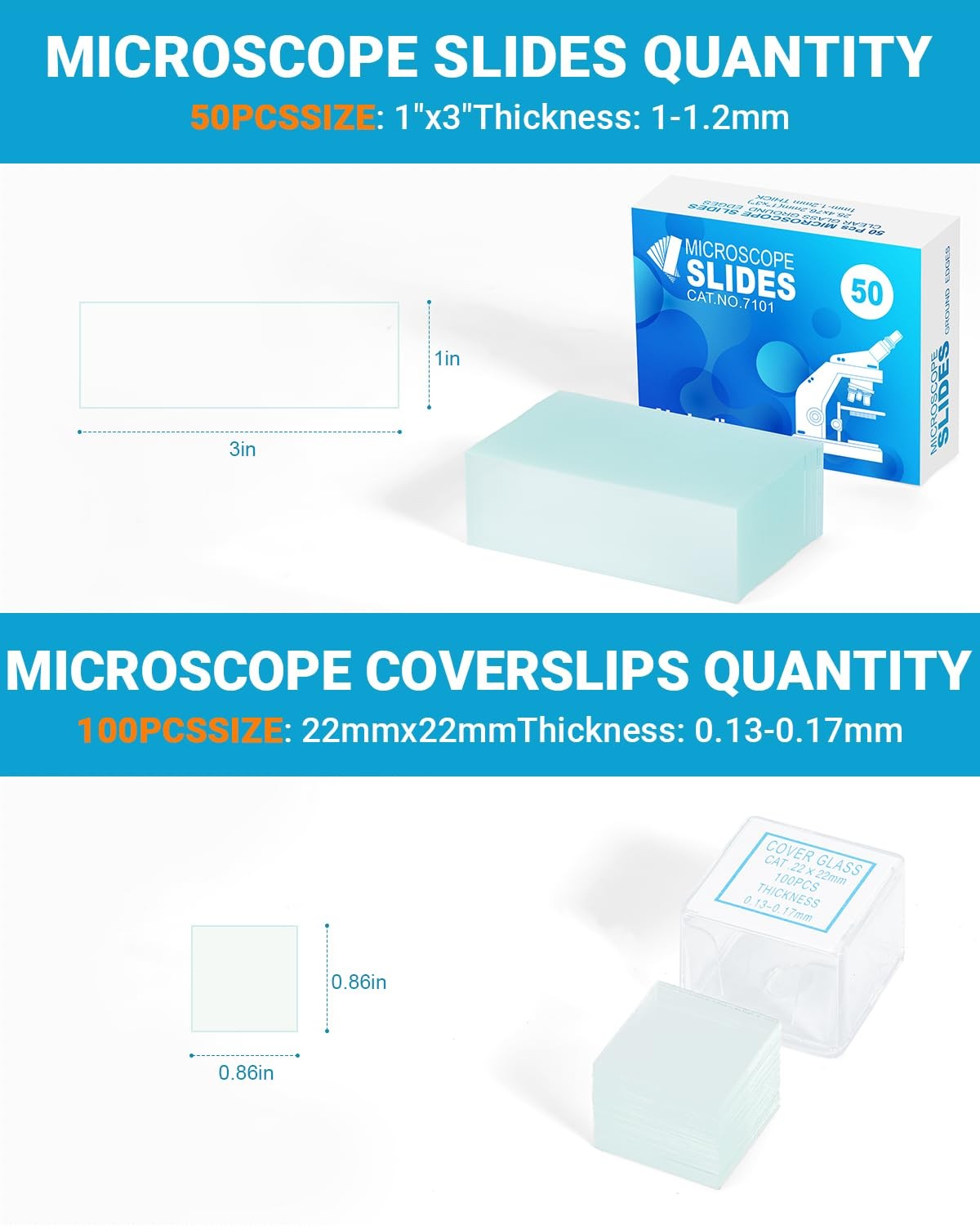 Microscope Slides and Covers Kit – 50 Blank Pre-Cleaned Glass 4 inches, Clear