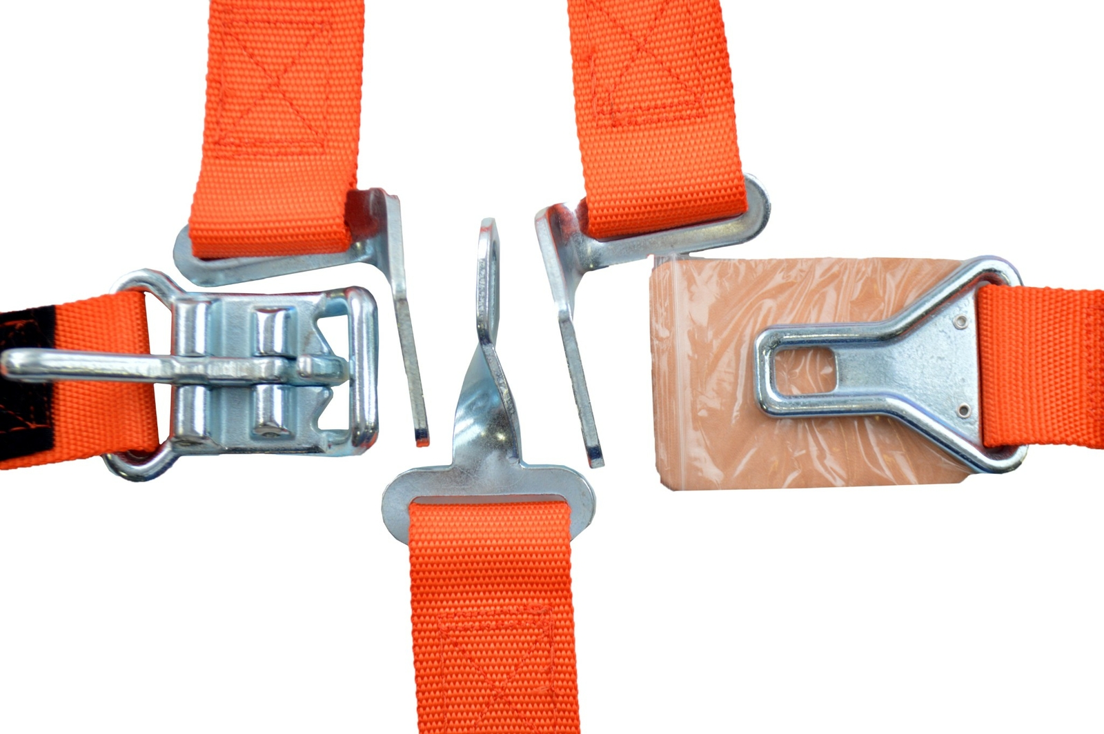 KIDS RACING HARNESS SFI 16.1 FIVE POINT LATCH & LINK FLOOR MOUNT BELT ORANGE