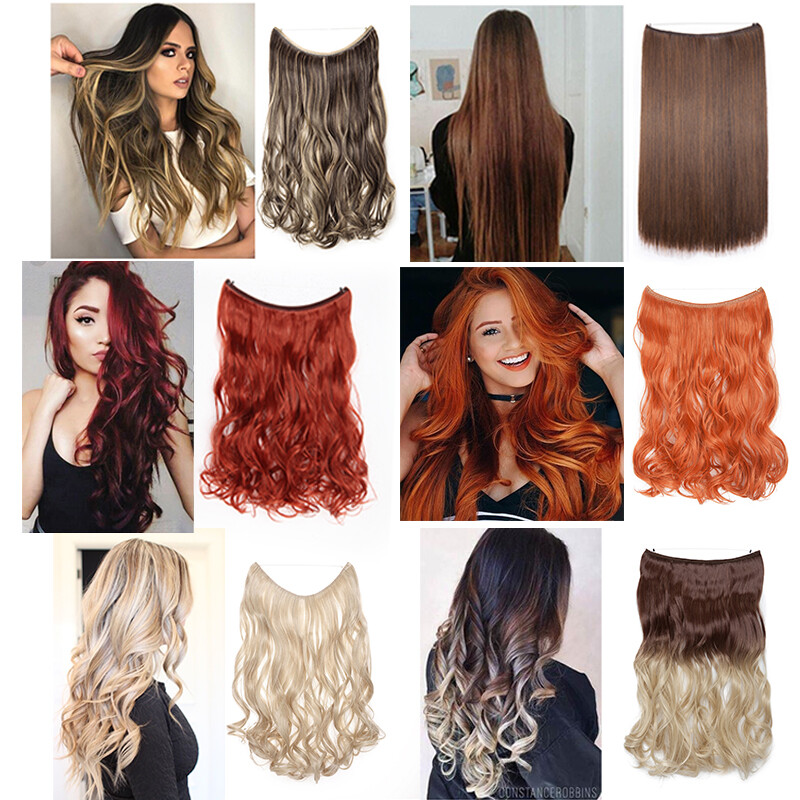 100% Real Natural as Human Invisible Wire in Hair Extensions One Piece & Ring US