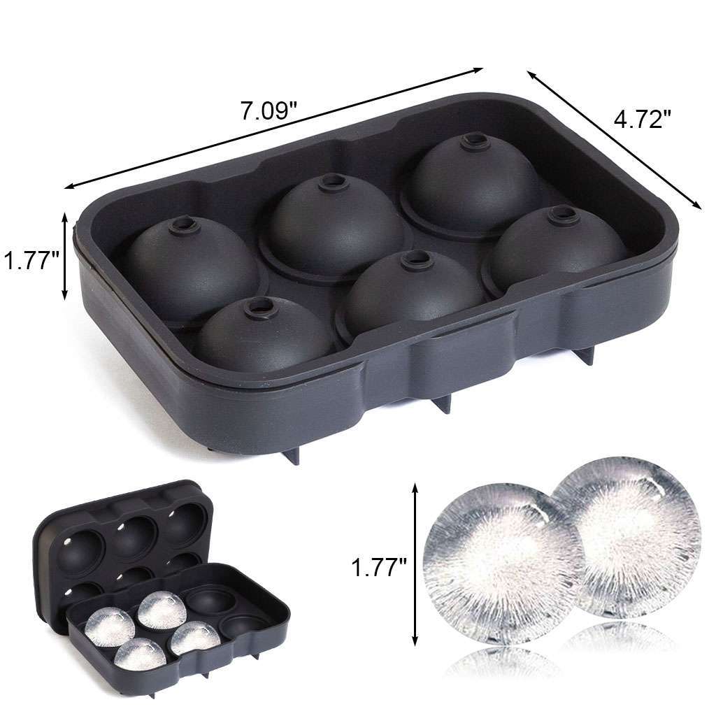 2" Large Round Silicone Ice Cube Ball Maker Tray Sphere Molds Bar Whiskey+Funnel