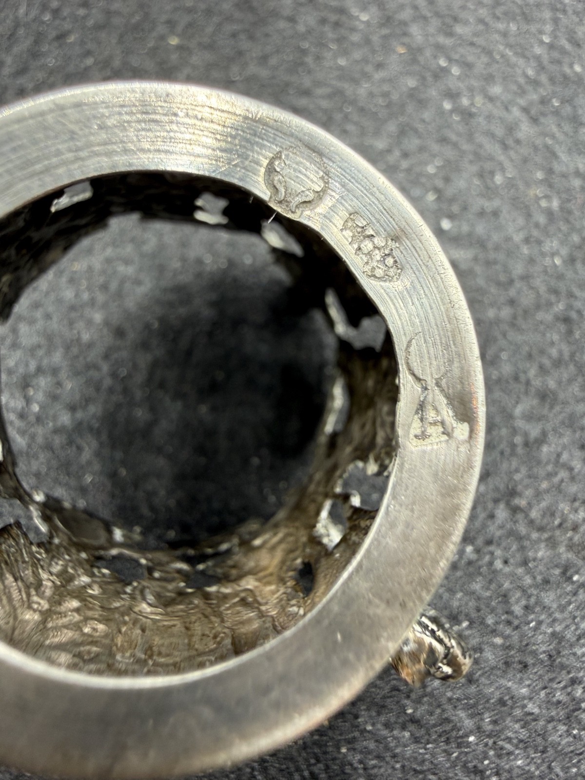 Hanau Storck & Sinsheimer silver cordial missing glass liner 14.7g garden scene