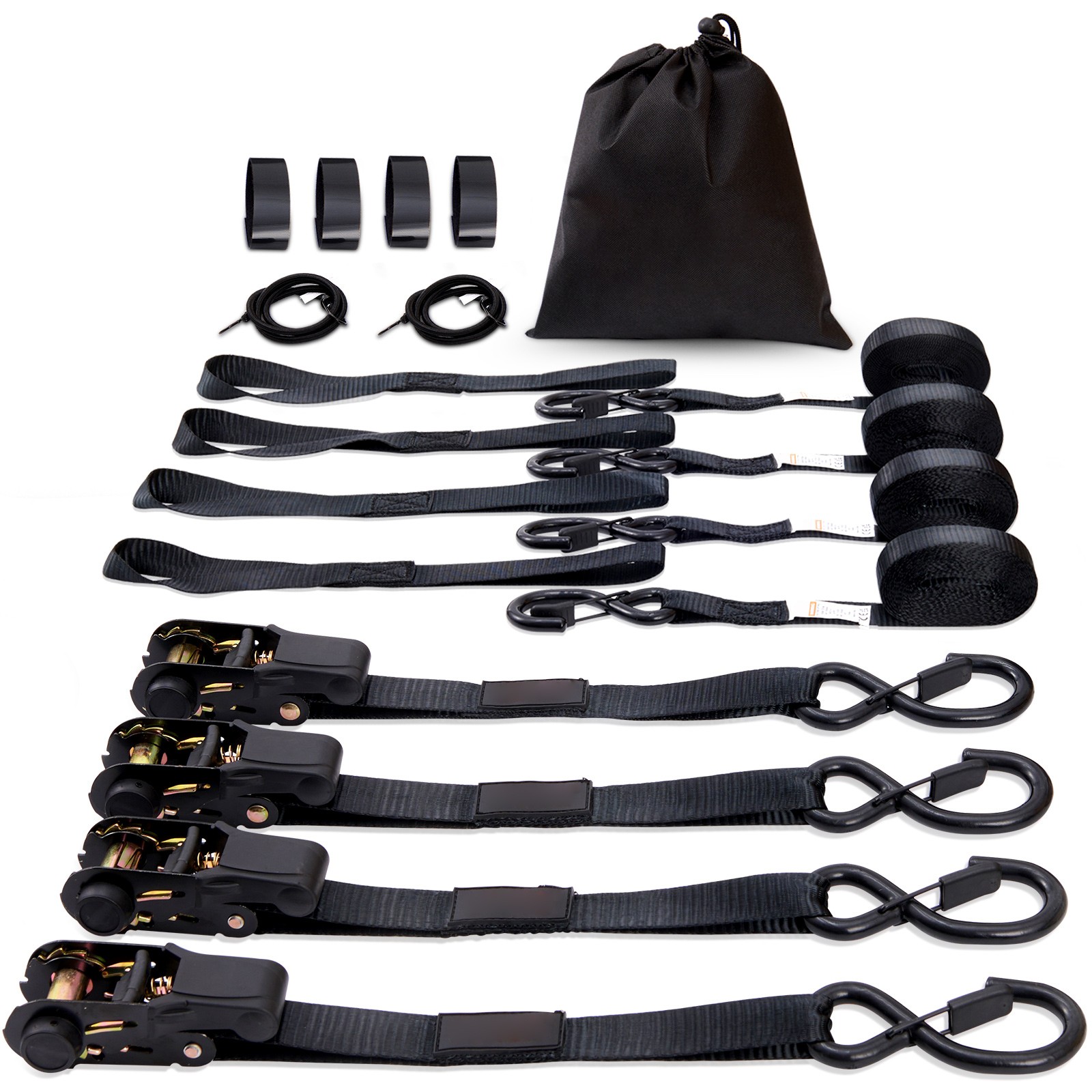 Uimoso 4 Pack 1"x15' Ratchet Tie Down Straps 2200lbs Heavy Duty for Cargo