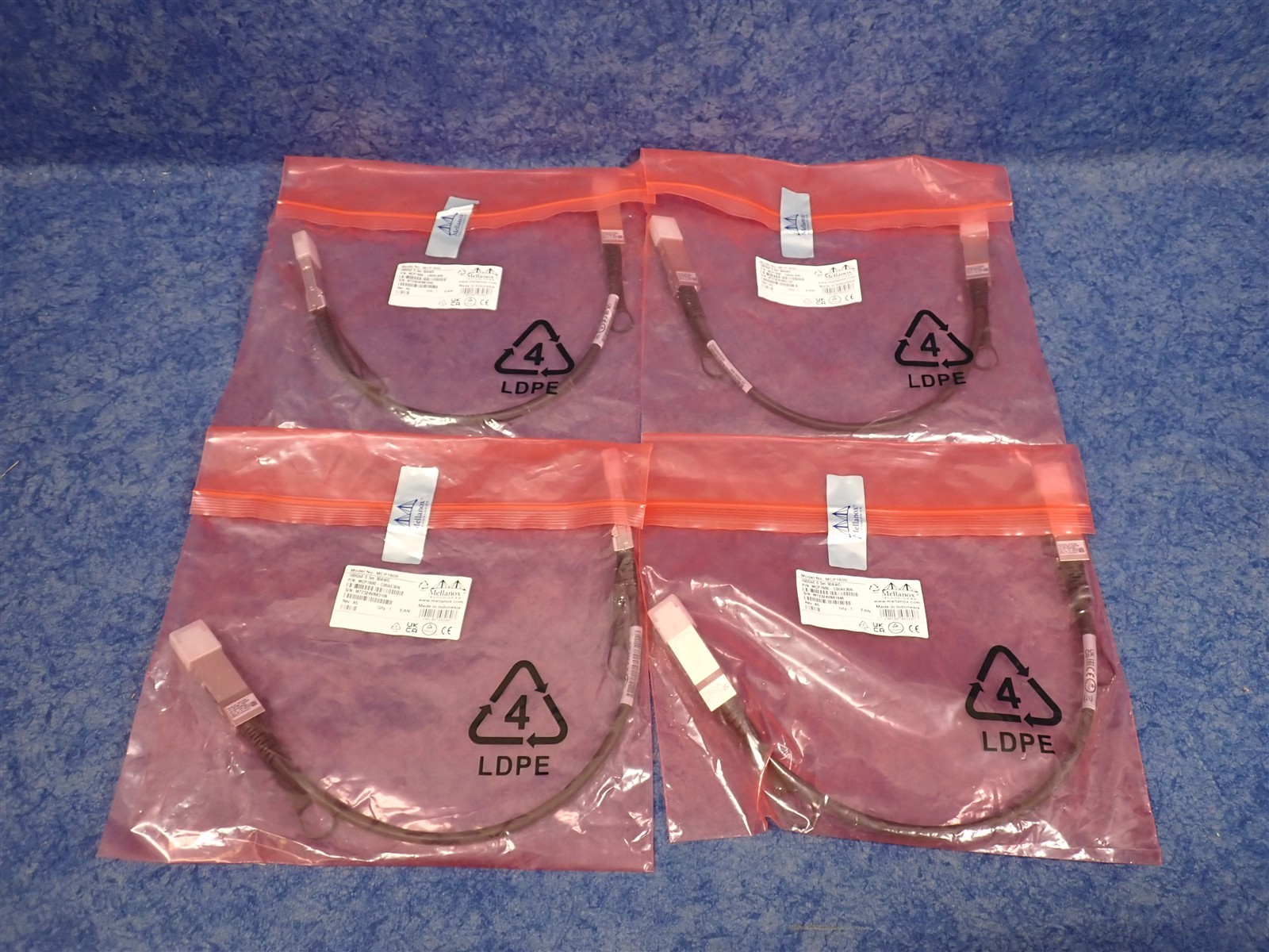 NEW Lot of 4 Mellanox MCP1600-C00AE30N Copper Cable ETH 100GbE, .5m, 30AWG (EC8)