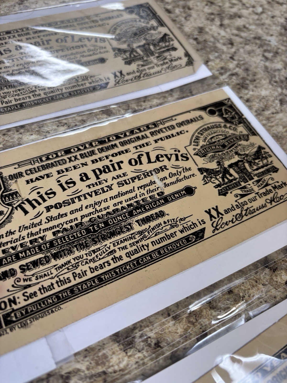 Vintage Original Antique 1927 Levi’s fabric Labels. 7x3 Roughly.