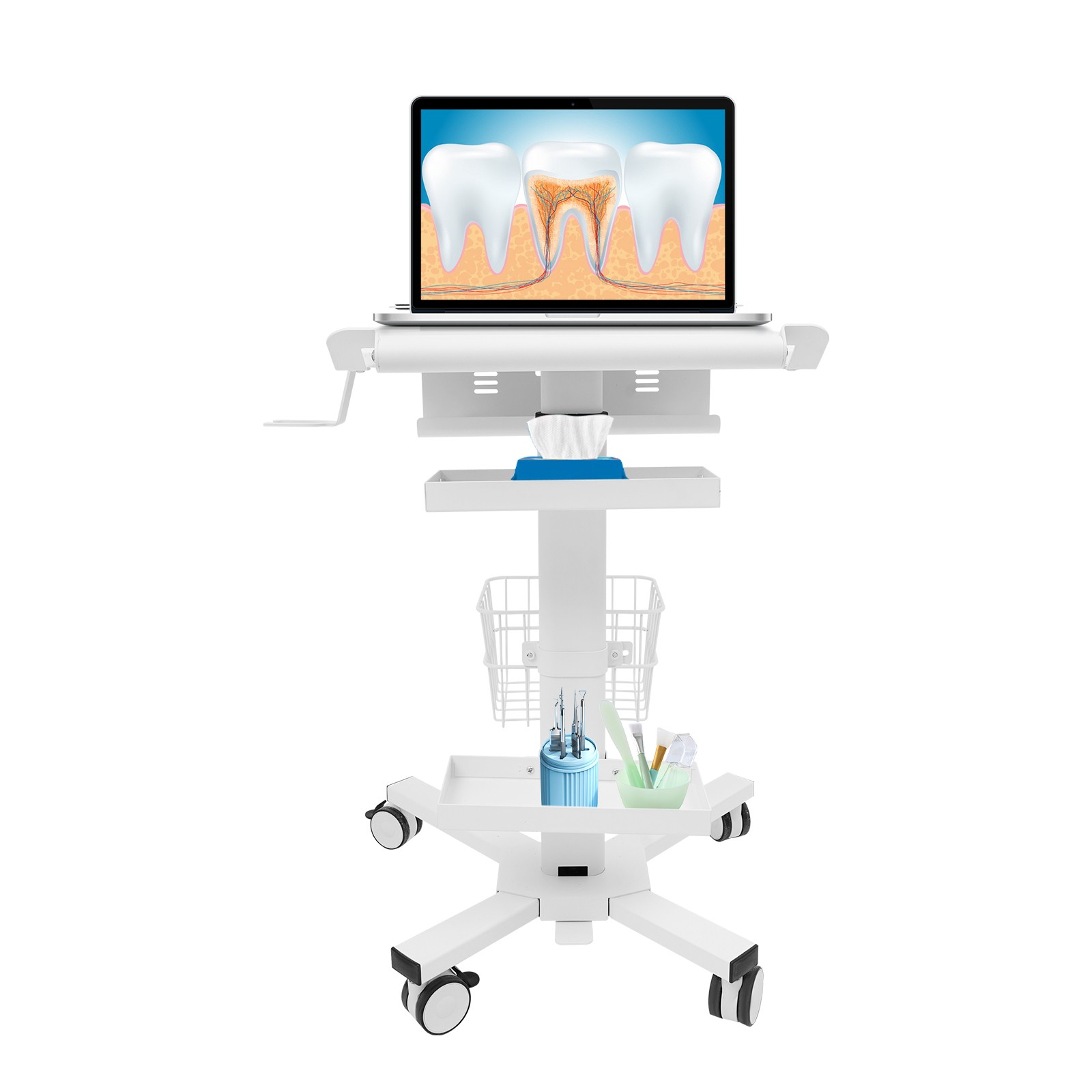 Medical Laptop Workstation Cart Dental Medical Cart Trolley w/ Scanner Holder