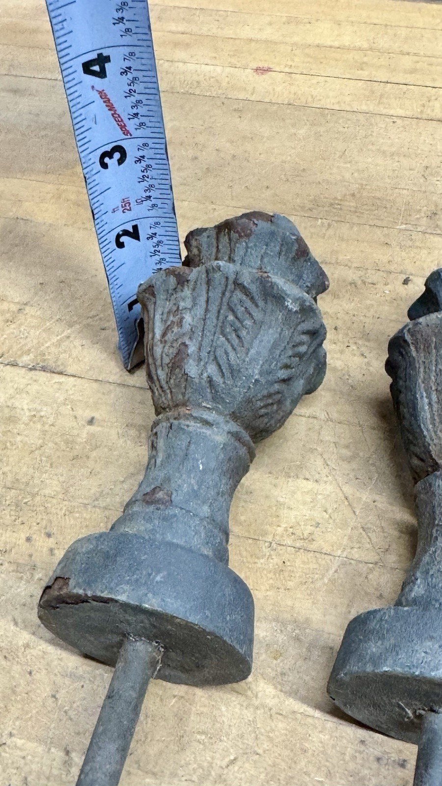 Antique Garden Salvage-4 Cast Iron Hose Guide Stakes W/FencePost Finial...