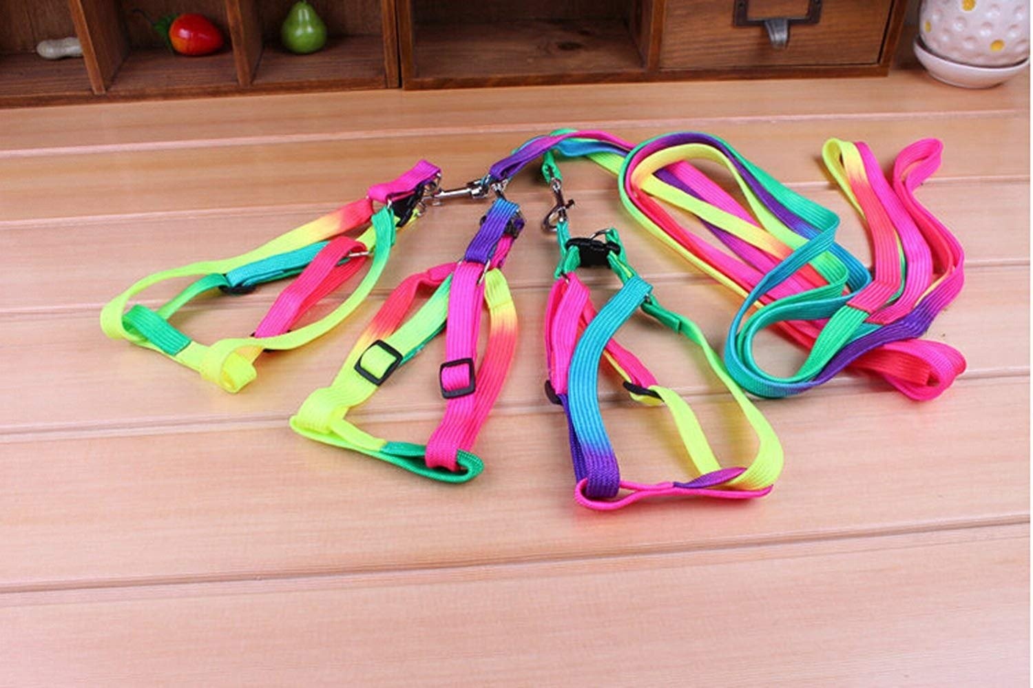 Hypeety Pet Bird Harness and Leash with Buckle Adorable Rainbow Design Safe P...