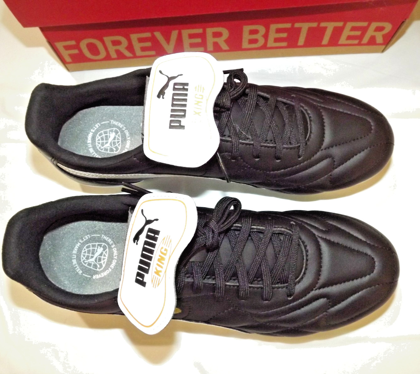 Puma King Top Black White Gold Men Soccer Cleats Shoes 107348-01 Sz 9.5