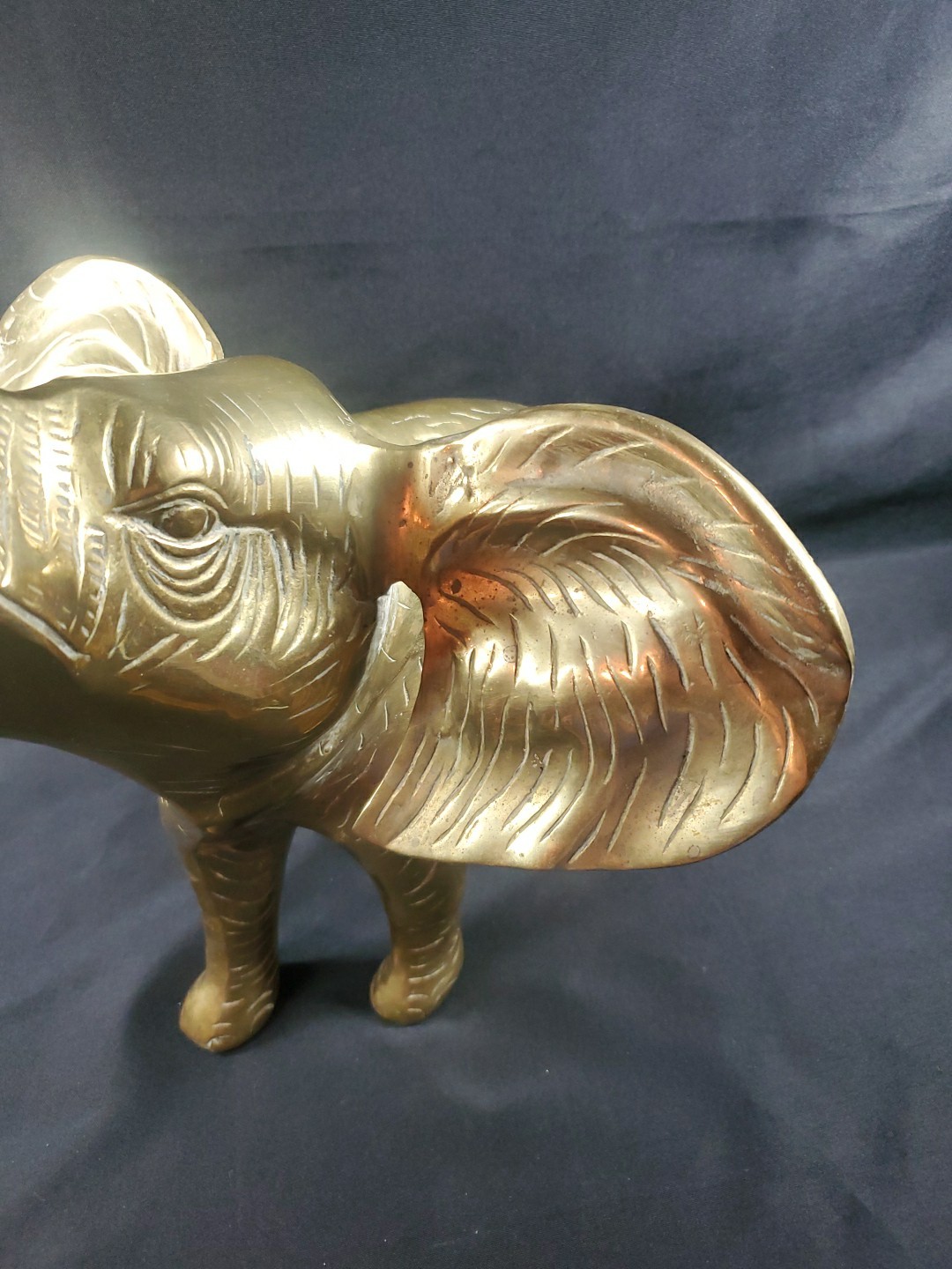 MCM Mid Century Brass Huge Elephant Statue Figurine 21' Over 9 Pounds XL Size *