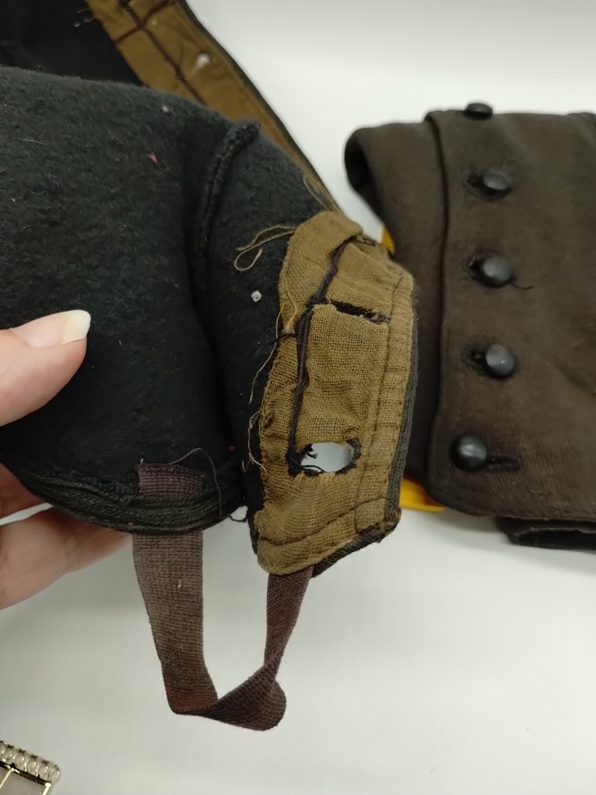 Pair Of Antique Vintage Victorian Wool Felt Brown Boot Spats