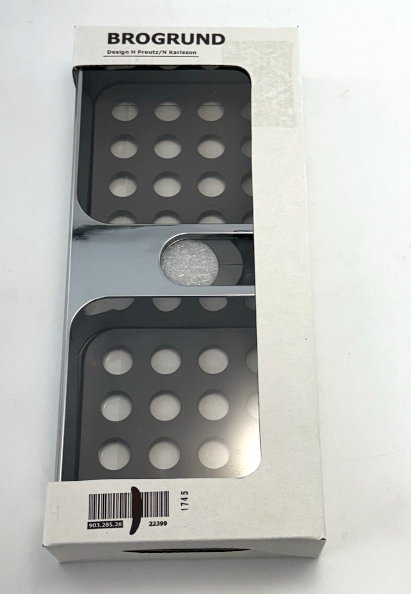 IKEA BROGRUND Chrome Plated Shower Shelf Caddy NEW