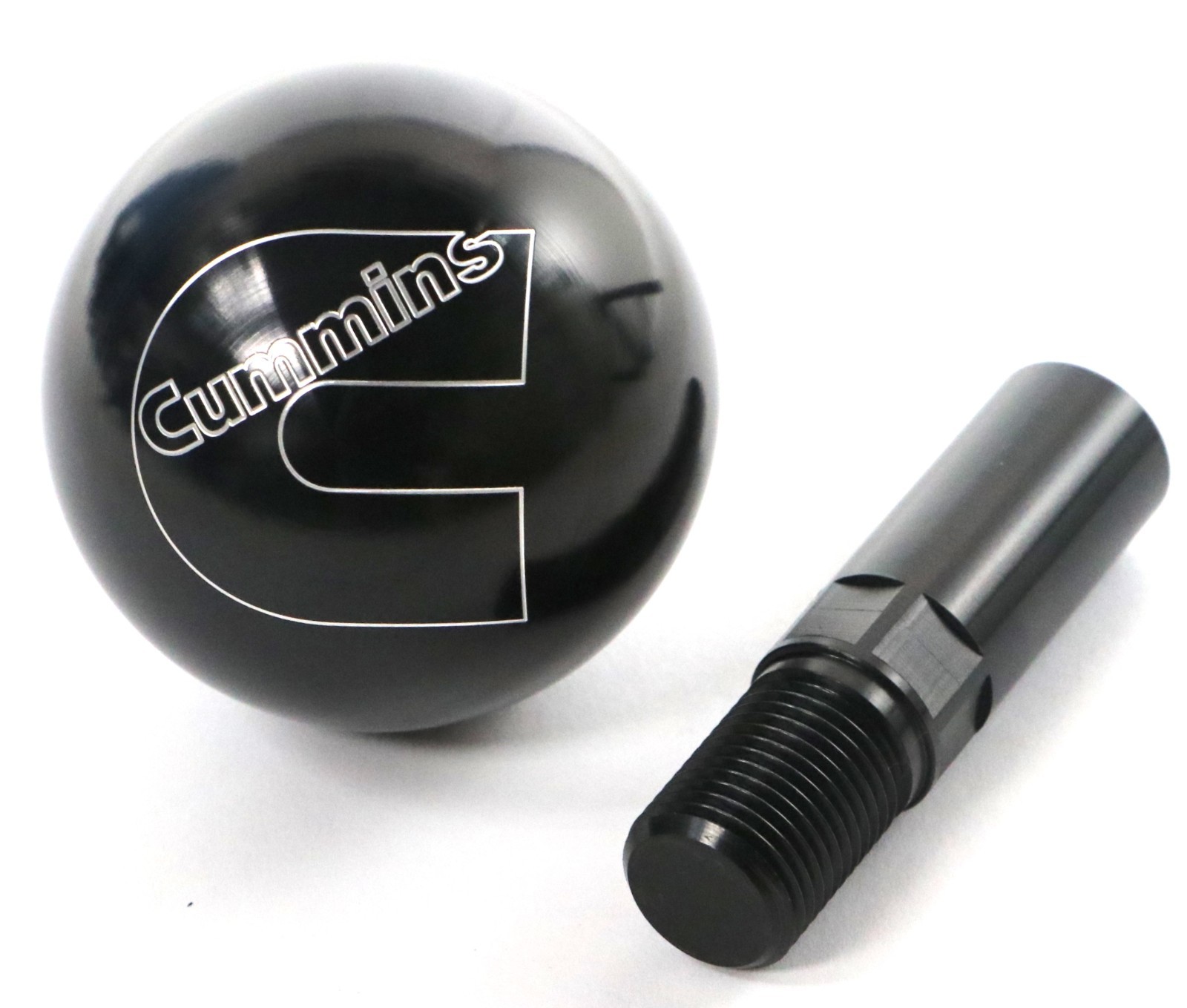 1989-2018 Dodge Ram Cummins Logo 2.25" Billet Aluminum Shift Knob Black Adapter