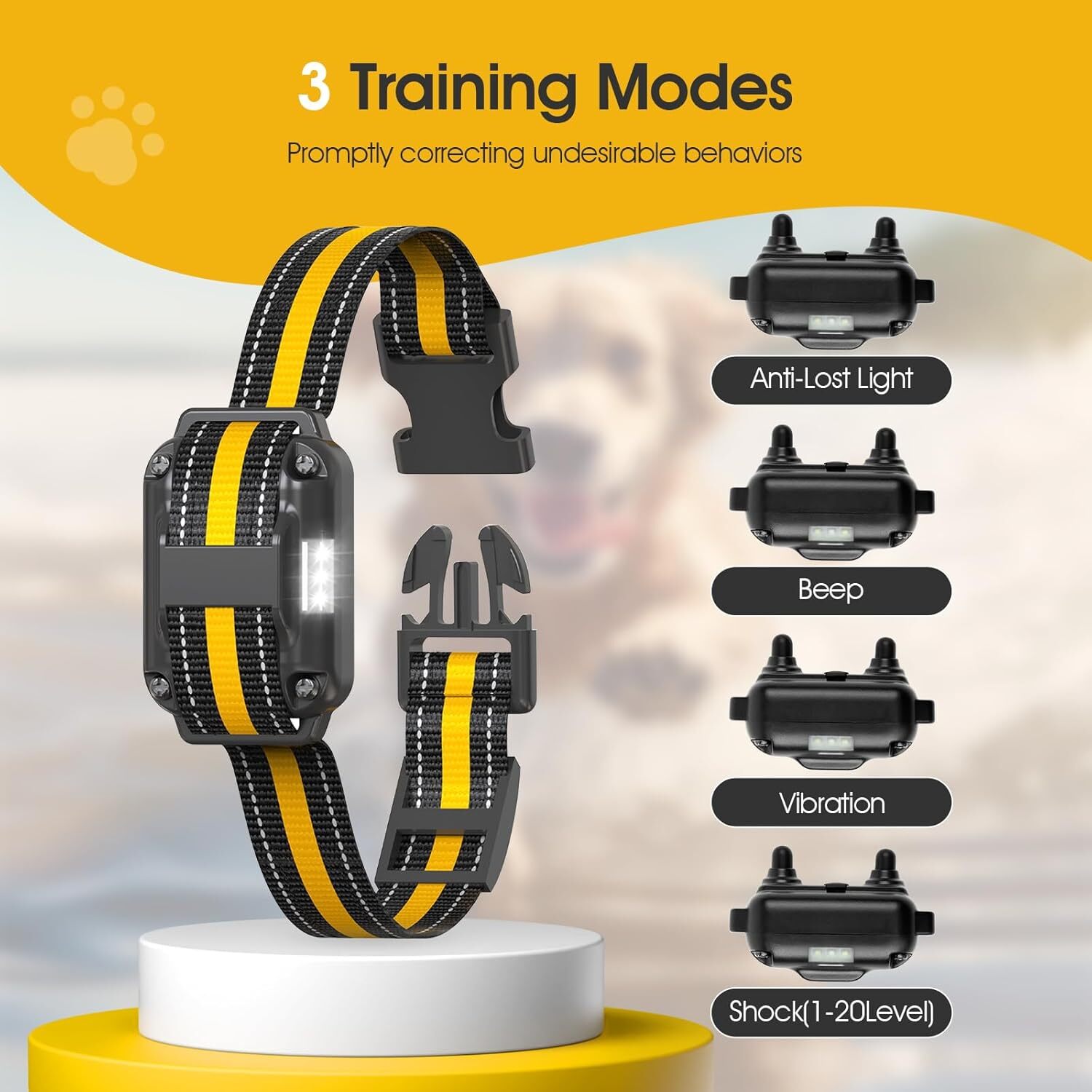 3300 FT Dog Training Collar Rechargeable Remote Shock Pet Waterproof Trainer
