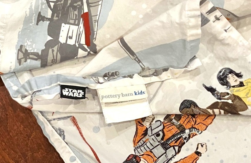 Pottery Barn Kids Star Wars Last Jedi Full Flat Sheet Cotton Colorful 90" x 96"