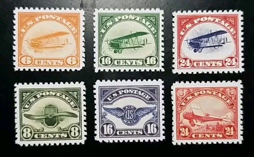 US Stamps SC# C1-C6 1918/1923 Early Air Mail Replica Set
