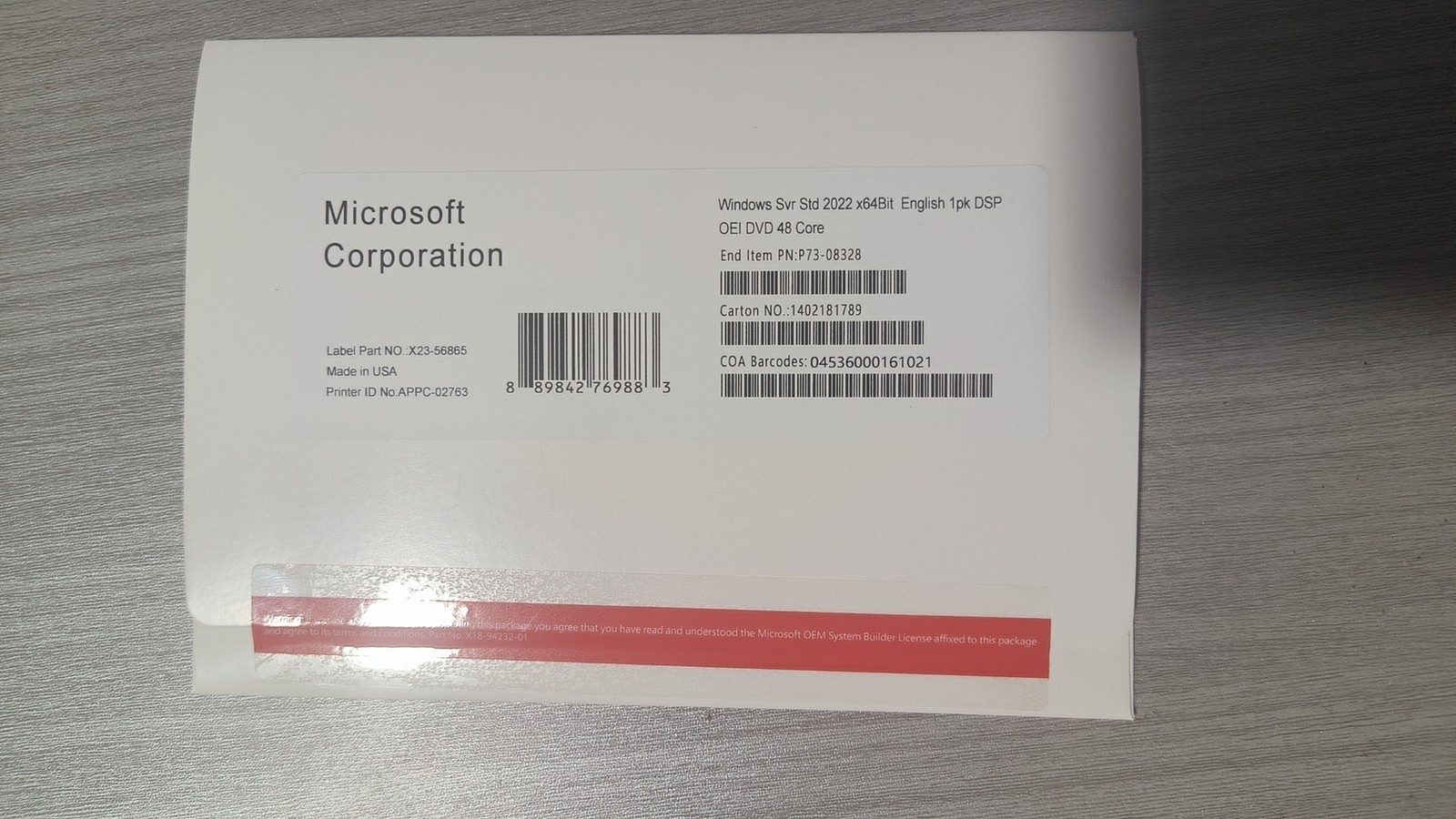 Microsoft Windows server 2022 Standard 64Bit 48 Core License Key DVD & COA USA