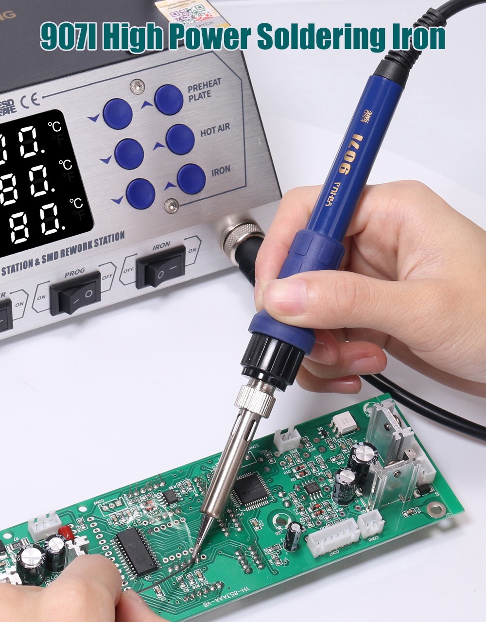 YIHUA 853AAA+ Welding Station Preheating Station Solder Iron Hot Air Gun 3 in 1