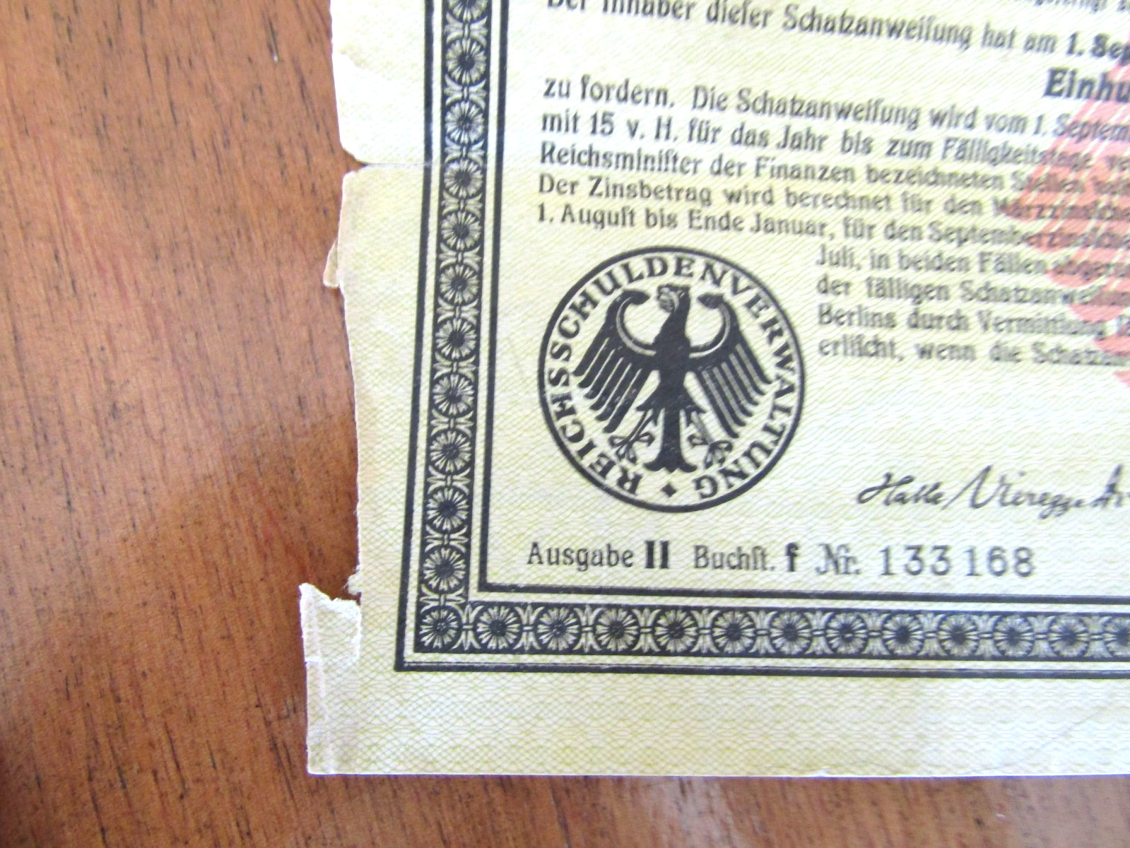 1923 8-15 zinfige Schatzanweifung des Deutfchen Reichs 1000000 German Bond