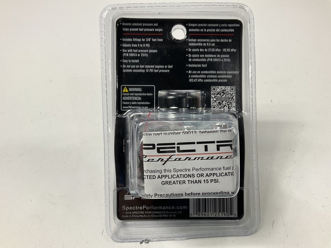 Spectre 2519 Universal 5-9 PSI Fuel Pressure Regulator 3/8" Barbs, Carburetor