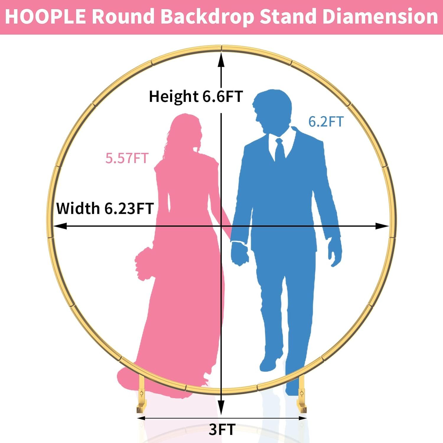 Round Backdrop Stand 6.6 FT - Gold Circle Balloon Arch Frame, Wedding Arch Frame