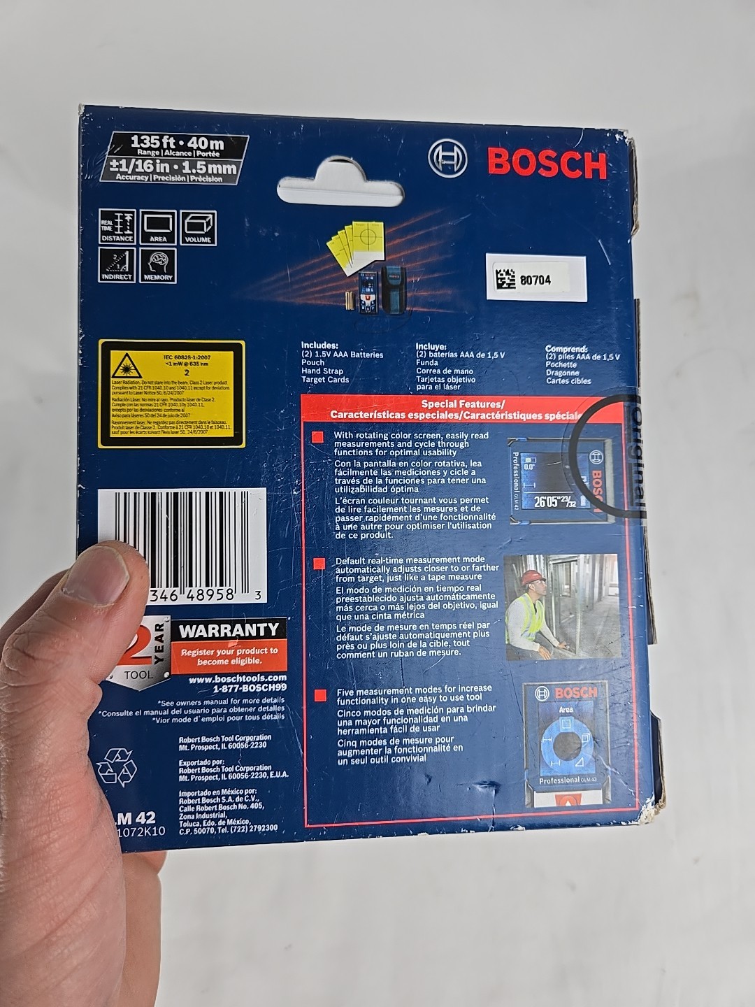 Bosch GLM 42 Blaze Laser Measure NIB Sealed 135 Ft Range Open Box