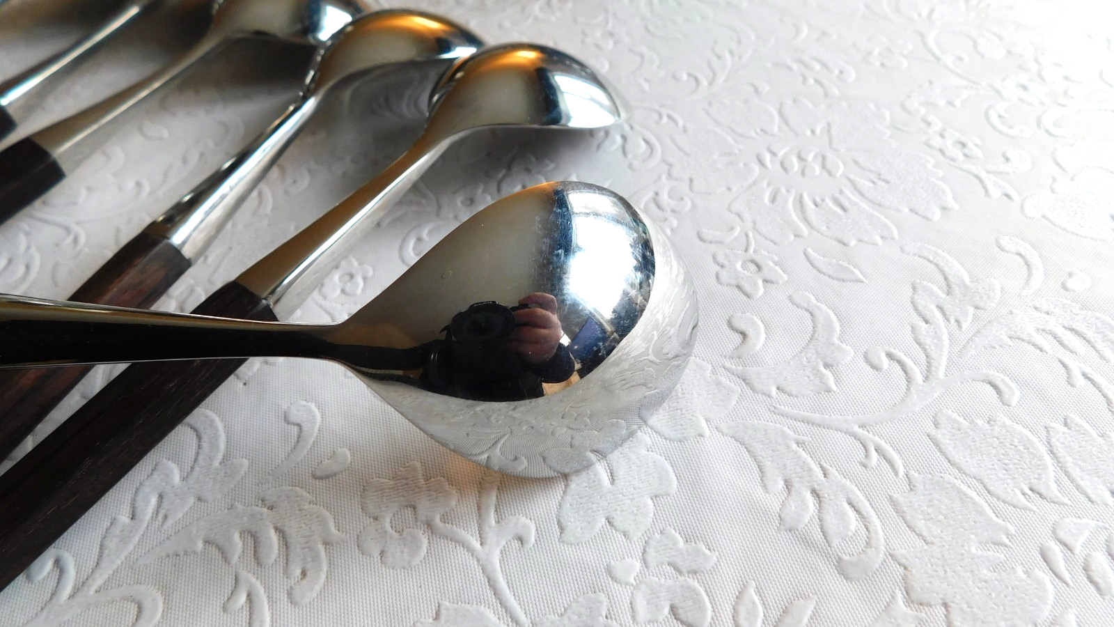 VINTAGE MID CENTURY LUNDTOFTE DENMARK TABLE SPOONS SIX - 6