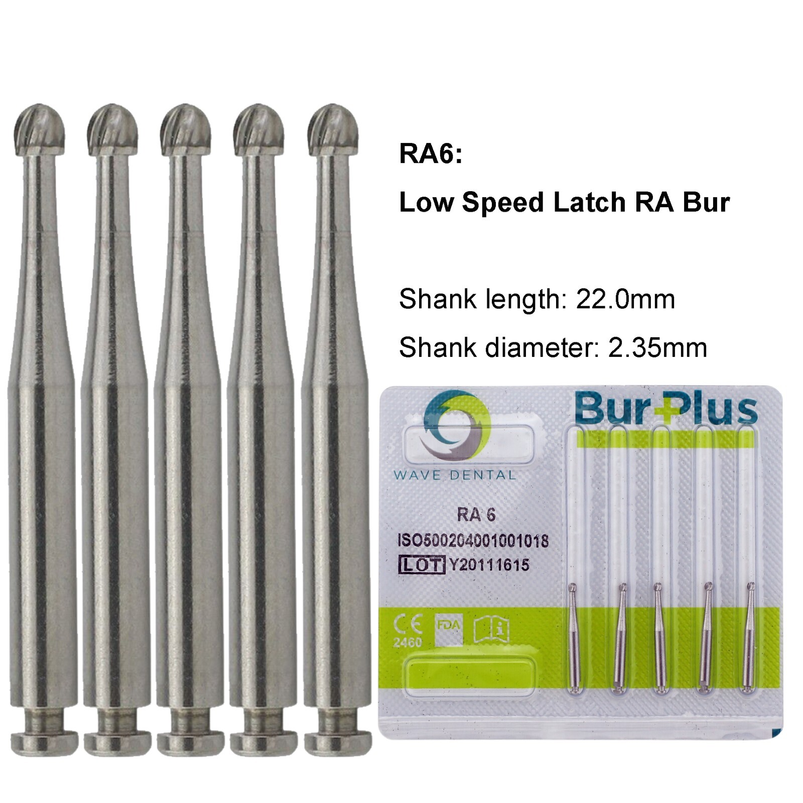 WAVE Dental Round Latch Carbide Bur RA 1 2 3 4 5 6 7 8 Midwest LA For Slow Speed