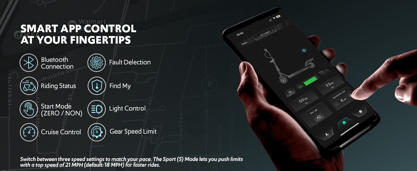Electric Scooter Adults, Up to 21 MPH, Folding E-Scooter Built-in Side Lights