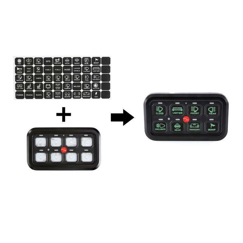 Auxbeam 8 Gang Switch Panel Automatic Dimmable Green LED On-Off Car Truck ATV