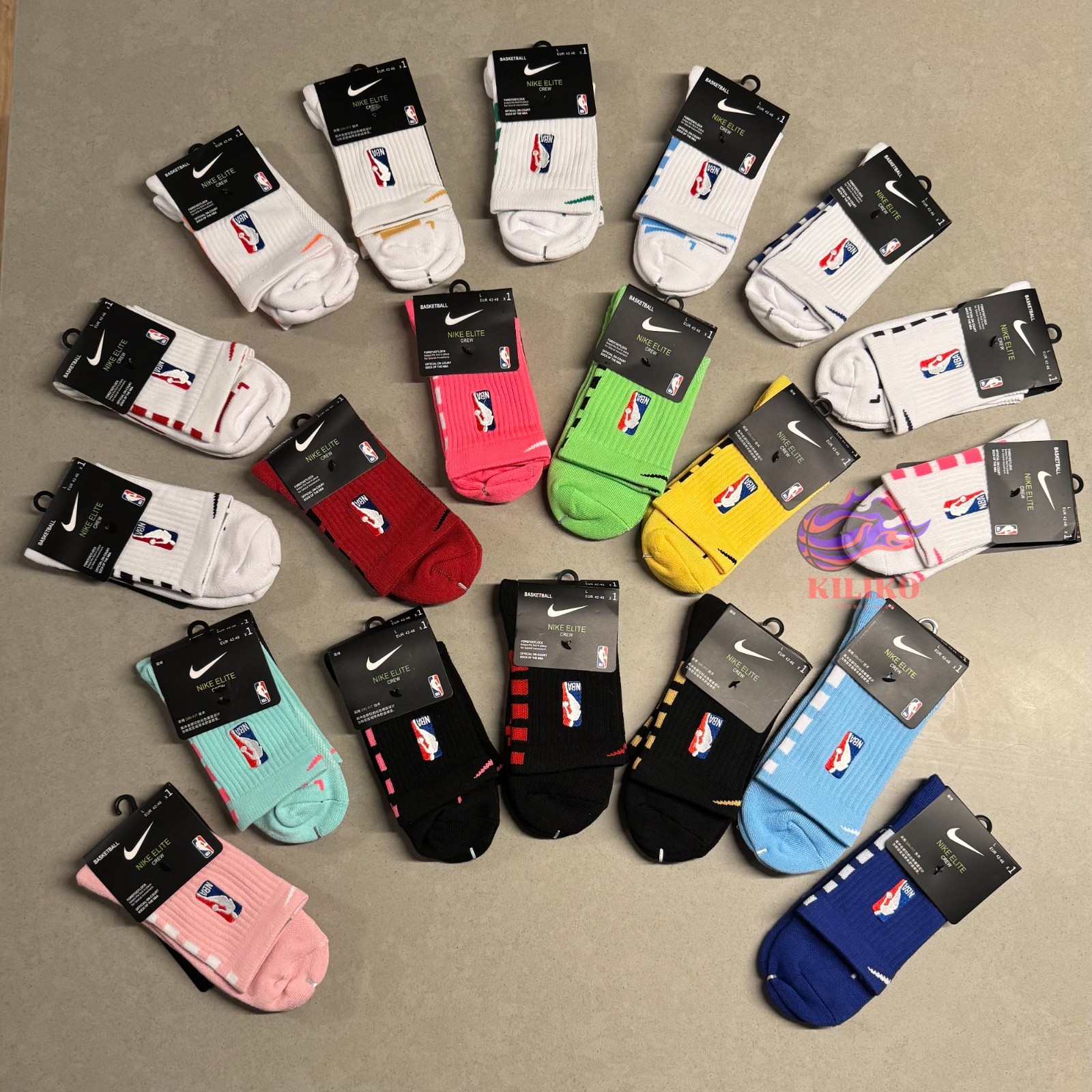 Nike NBA AUTHENTICS - Elite NBA Socks - All Colors - Mid Crew Socks, Size Large