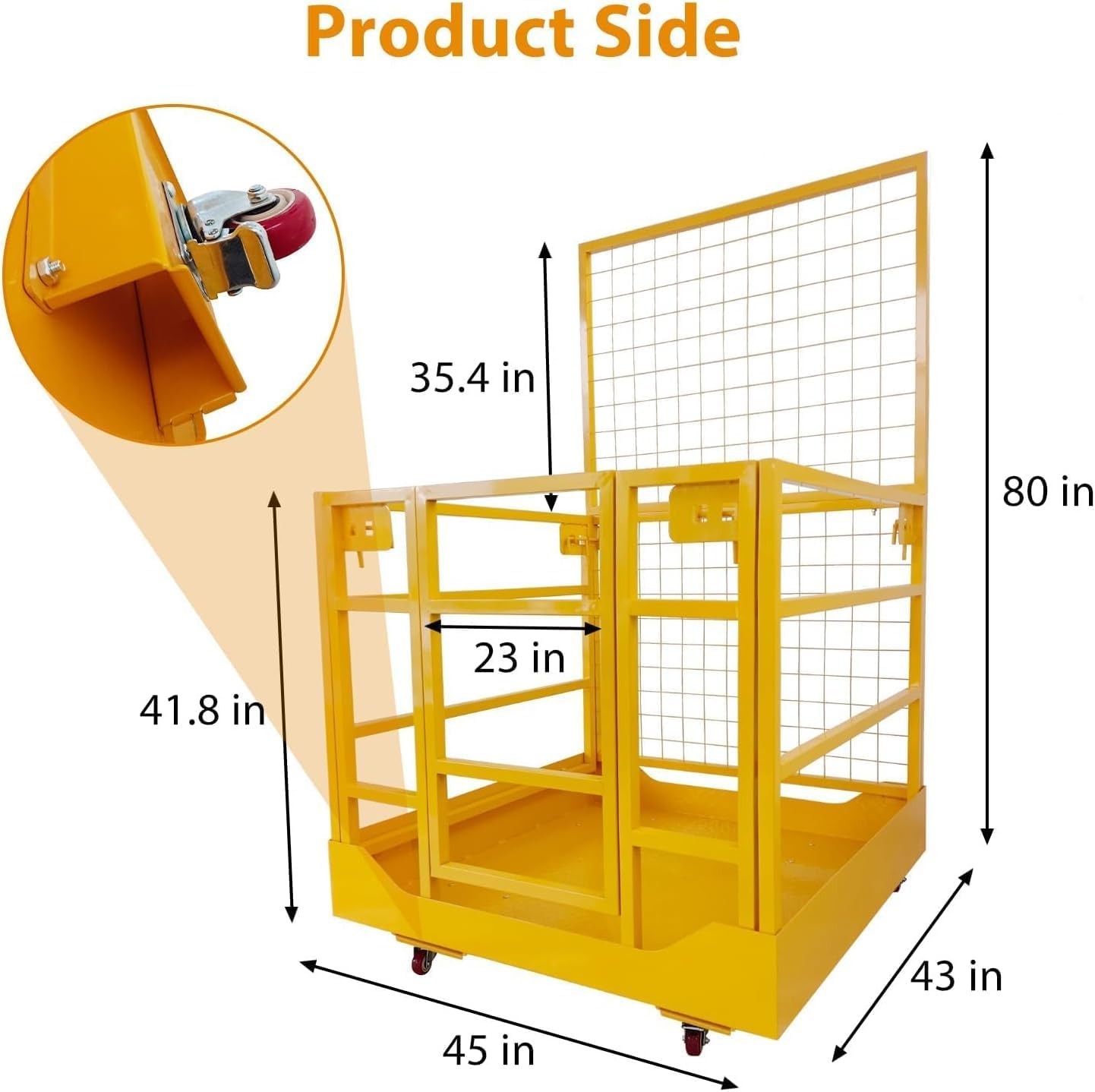 Forklift Safety Cage, 43" x45" Forklift Man Basket,1400 LBS Capacity Platform