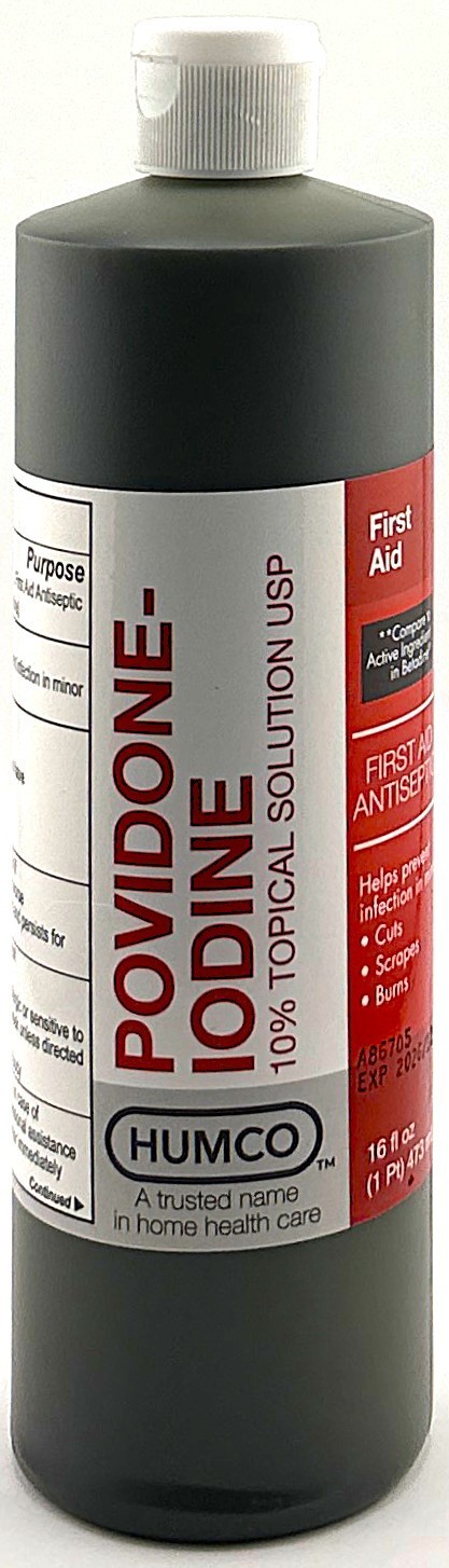 Humco Povidone Iodine 10% Topical Solution Antiseptic For Minor Cuts 16 Fl Oz