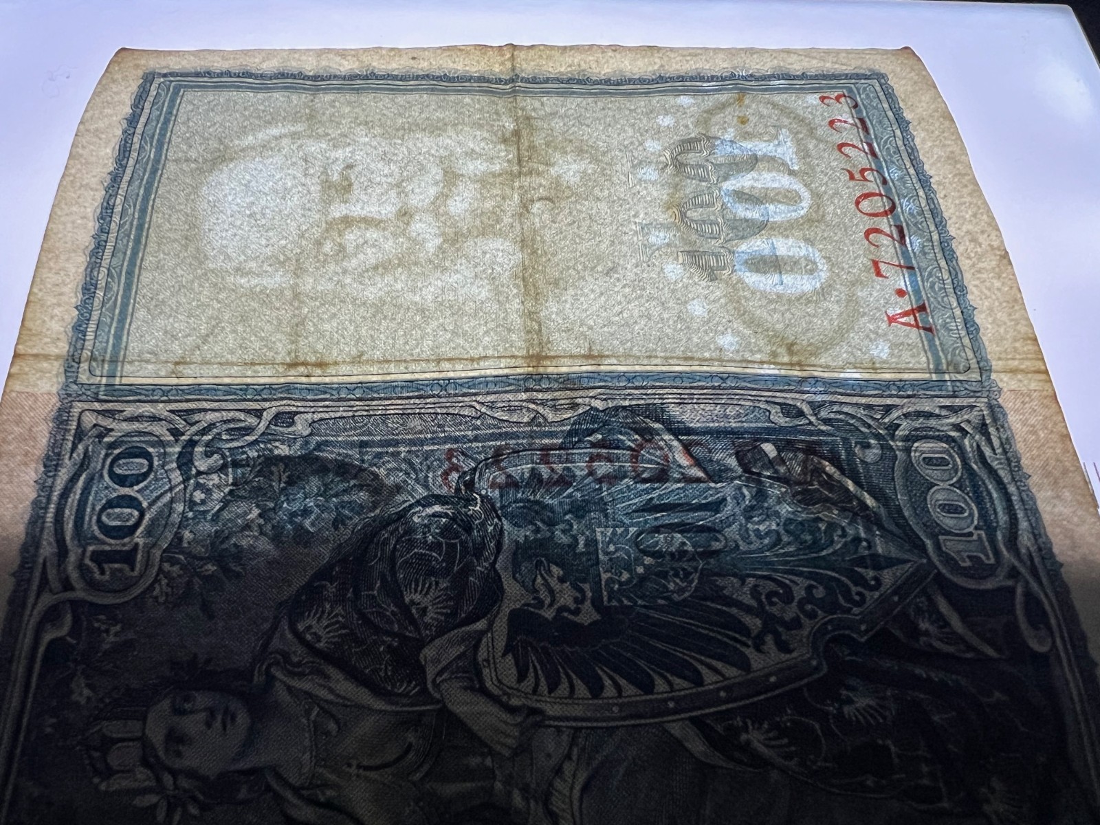 1910 German 100 Mark Banknote World War 1 WW1 WWI Currency Antique Relic