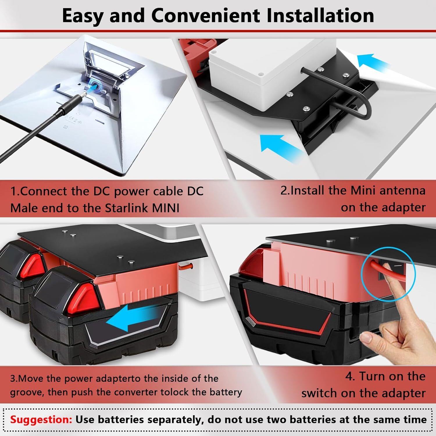 Starlink Mini Battery Adapter for Milwaukee Battery, Starlink Mini Battery Pack