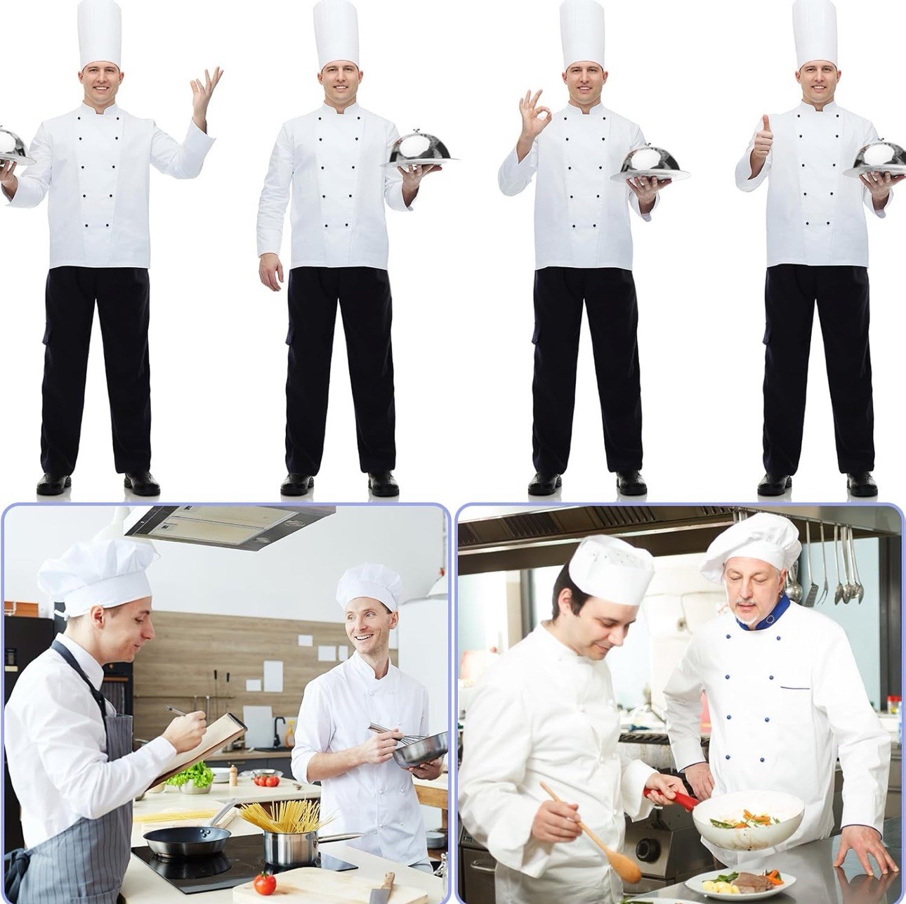 3 pc (3 pair) New Black baggy chef pants LARGE