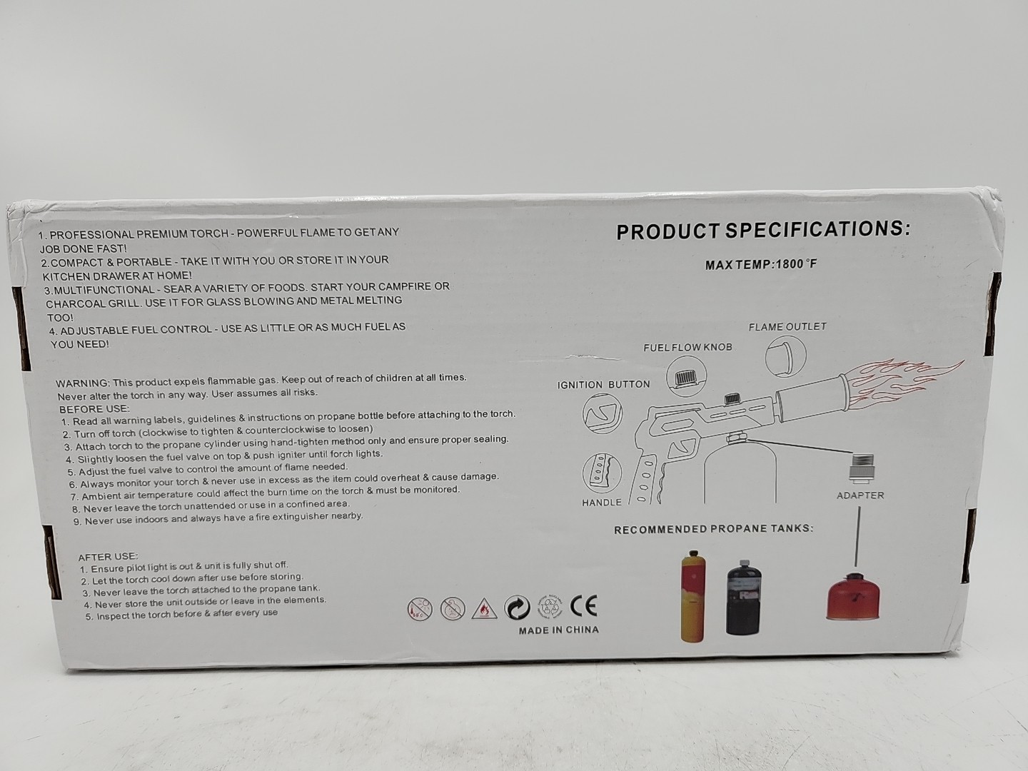 NEW Saker Propane Culinary Heat Torch with Adjustable Flames