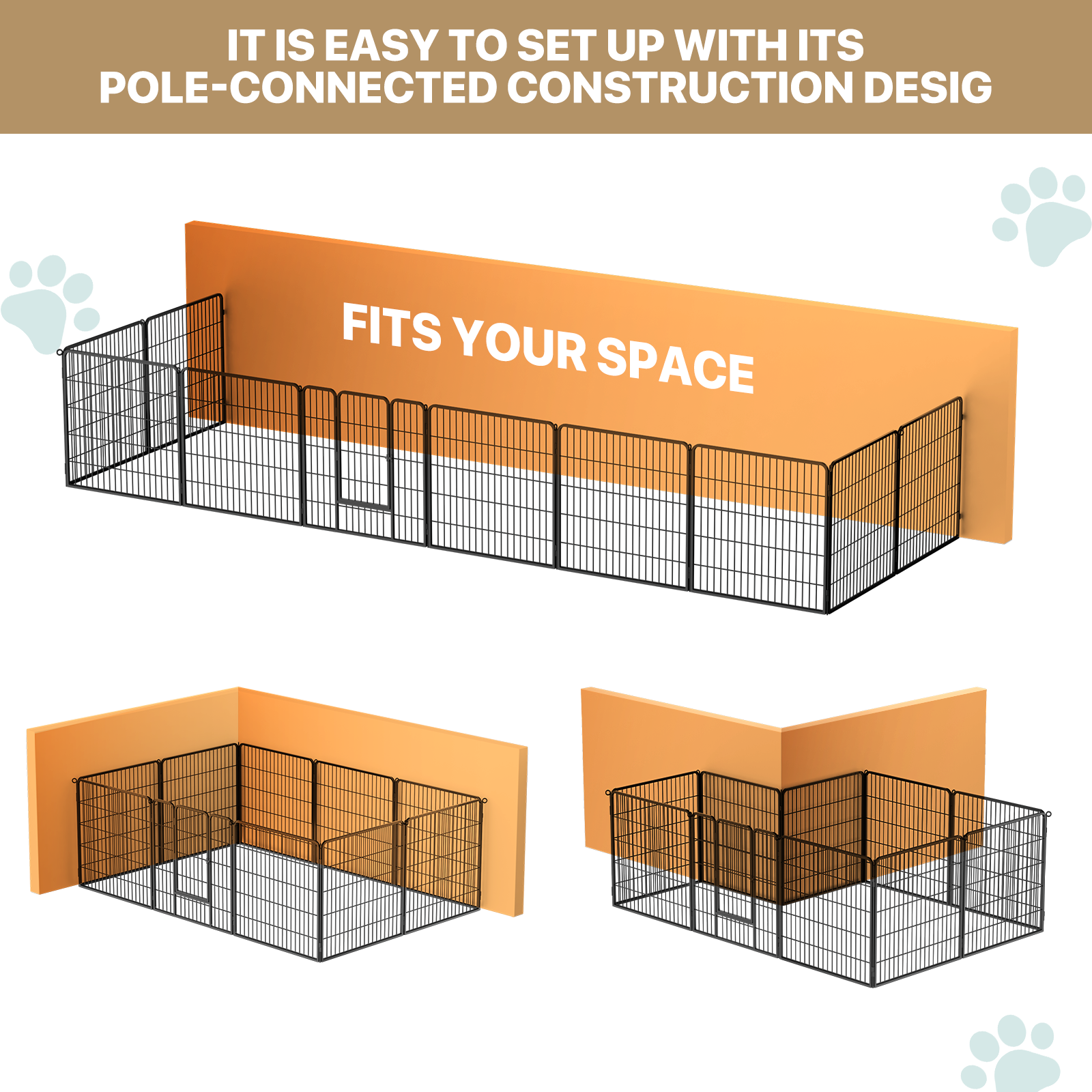 31" Portable Dog Playpen 10 Panel Heavy Duty Metal Exercise Fence Kennel w/Doors