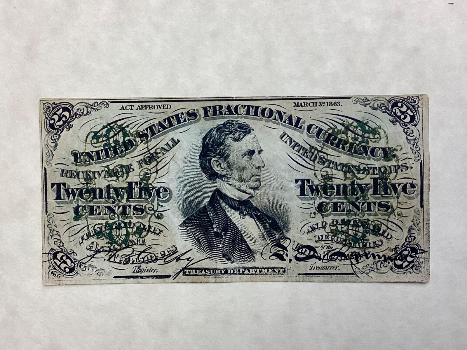 ~FR 1294 25 TWENTY FIVE CENTS THIRD ISSUE - FESSENDEN - FRACTIONAL CURRENCY