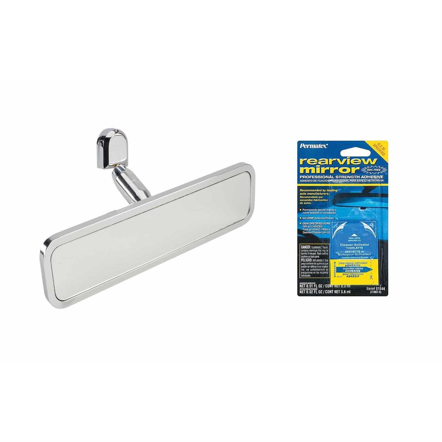 Speedway Motors Ball Milled Billet Aluminum Interior Rear View Mirror & Glue