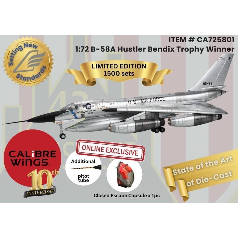 CA725801 B-58A Hustler Bendix Trophy Winner Calibre Wings 1:72 Diecast