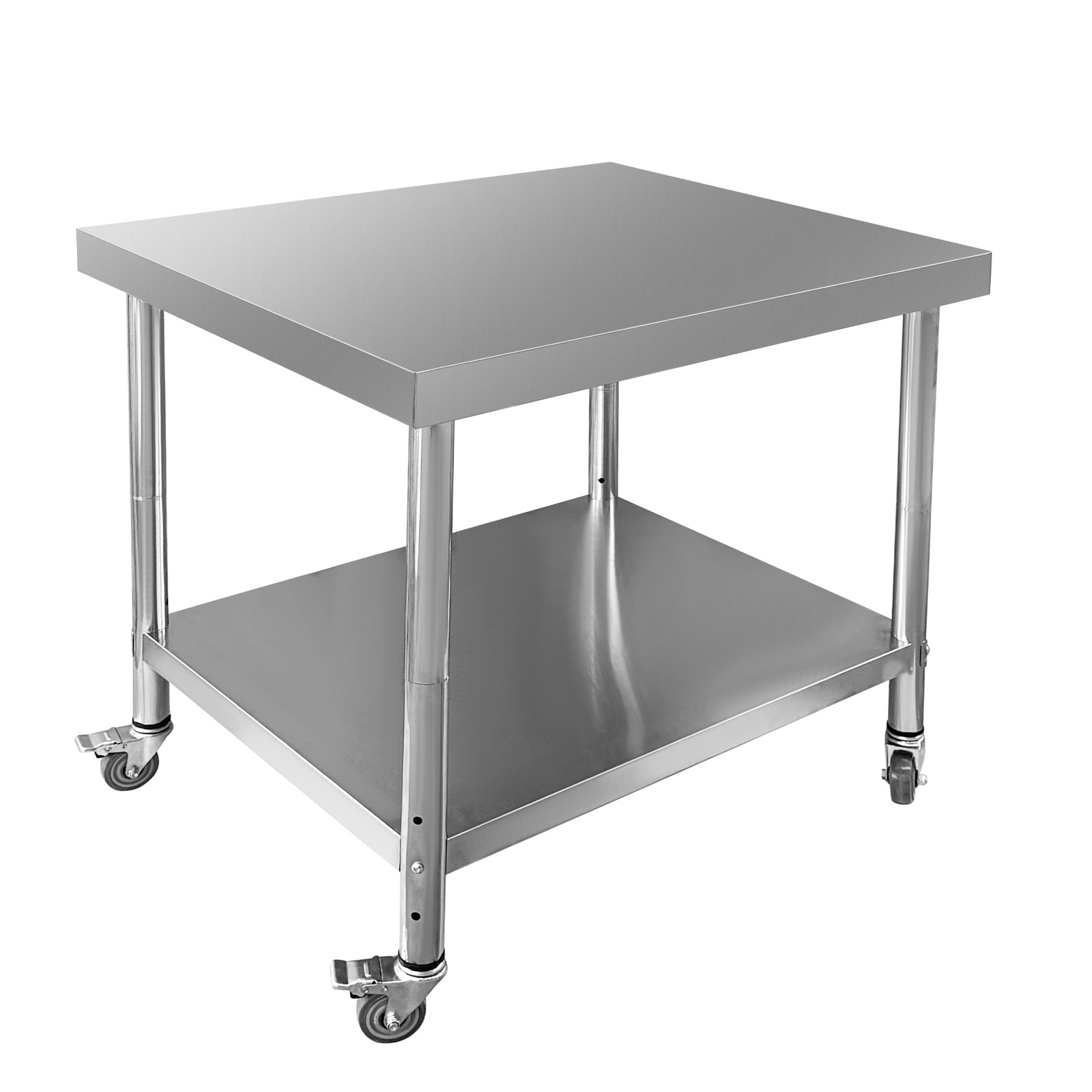 30x36x34 Inch Work Table 3-Stage Adjustable Shelf with 4 Wheels Stainless Steel