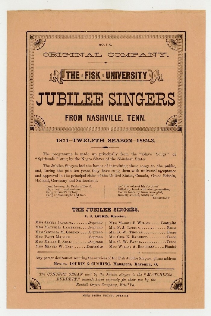 Fisk Jubilee Singers 1882 Black African American Cappella Ensemble Und. Railroad