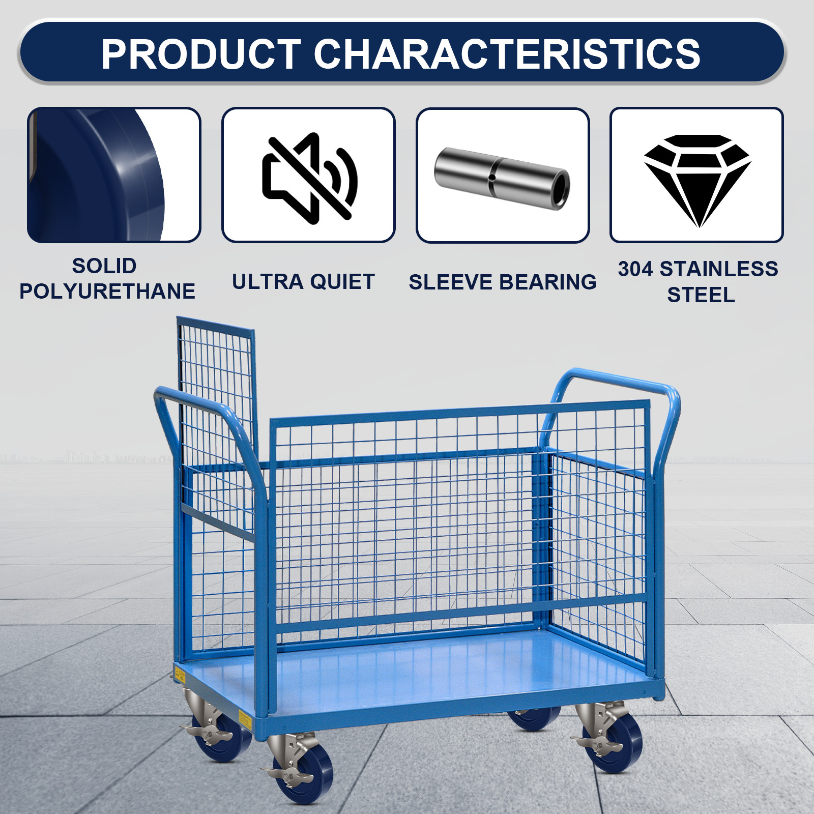 3" Stainless Steel Casters，Heavy Duty Industrial Casters， Load Capacity 1400 lbs